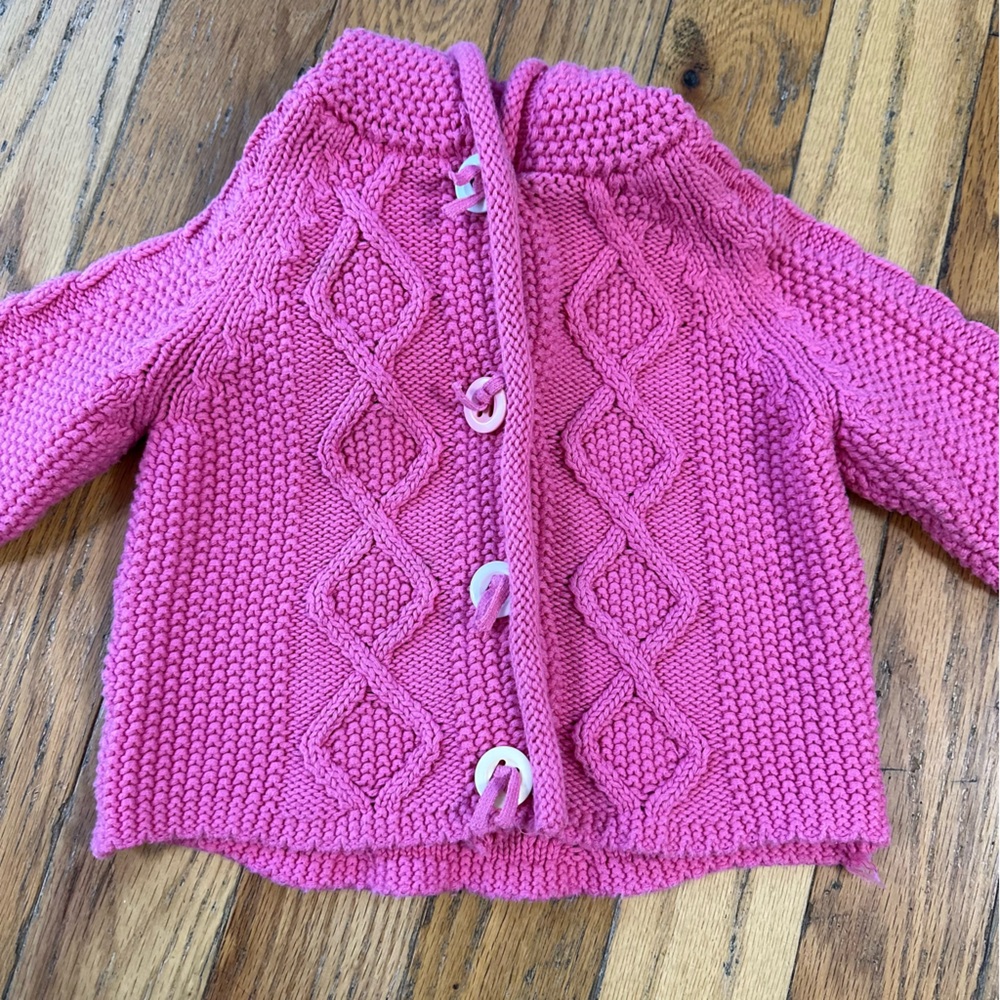 Irelandseye Pink Cotton Fisherman Cable Knit Sweater Size 2T